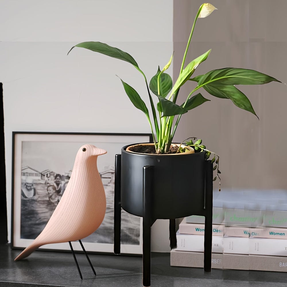 3 petits cache pot sur pied noir