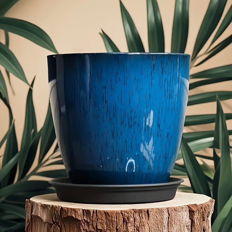 cache-pot boule bleu ceramique