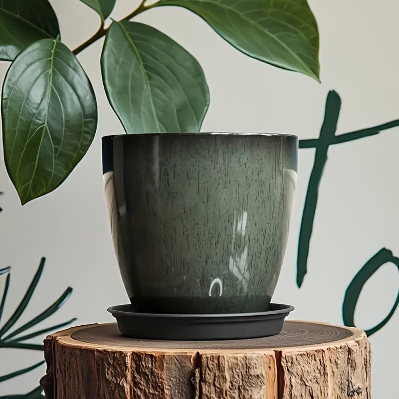 cache-pot boule bleu ceramique Vert