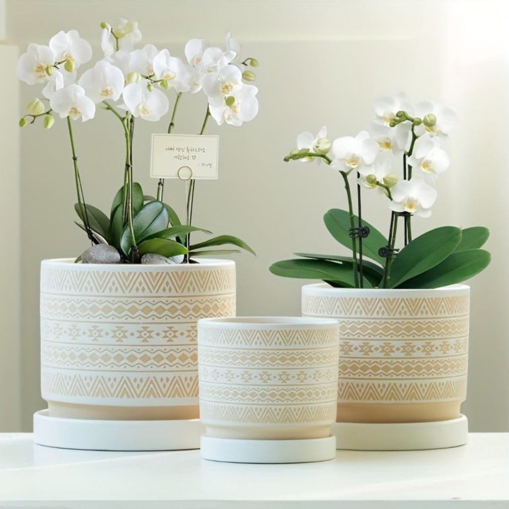 cache pot ceramique beige Les Trois