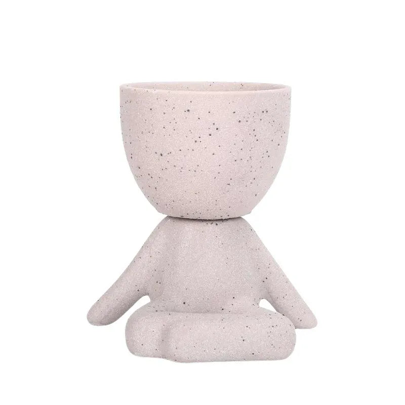 cache pot céramique bonhomme Rose 1
