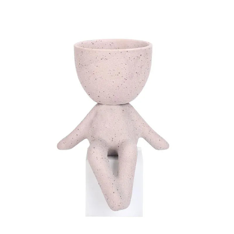 cache pot céramique bonhomme Rose 3