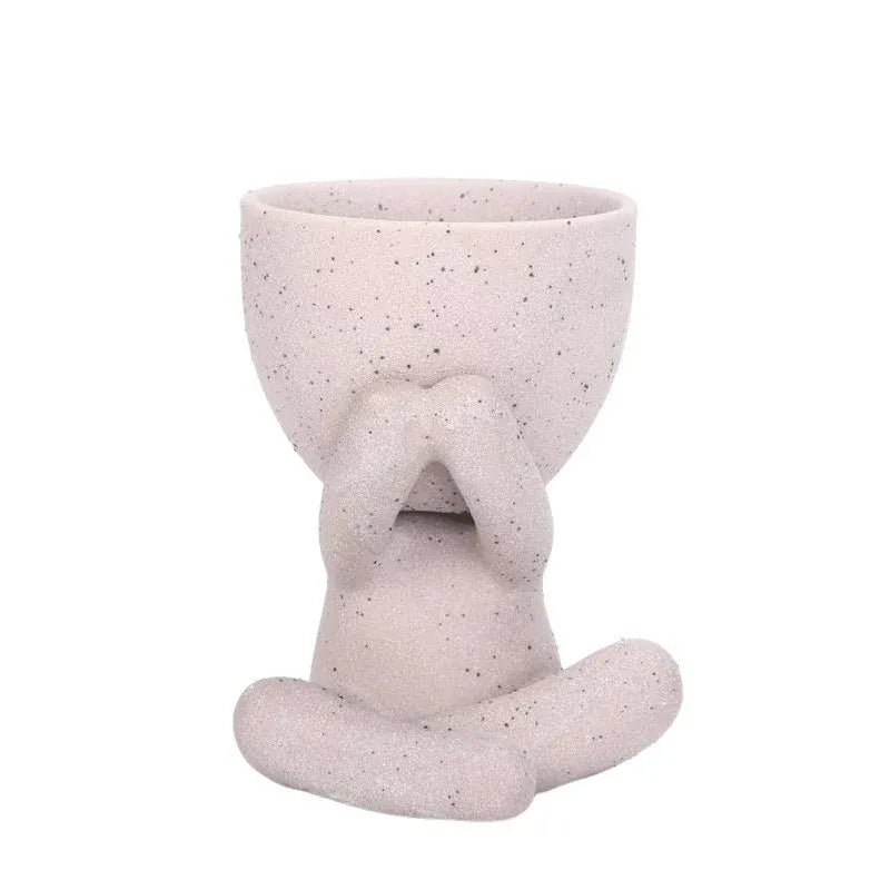 cache pot céramique bonhomme Rose 5