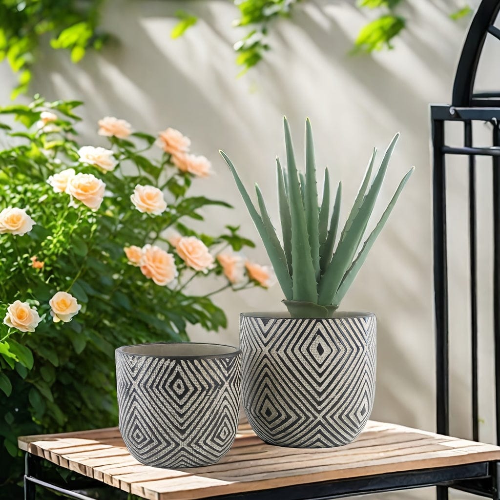 Cache pot céramique géométrie