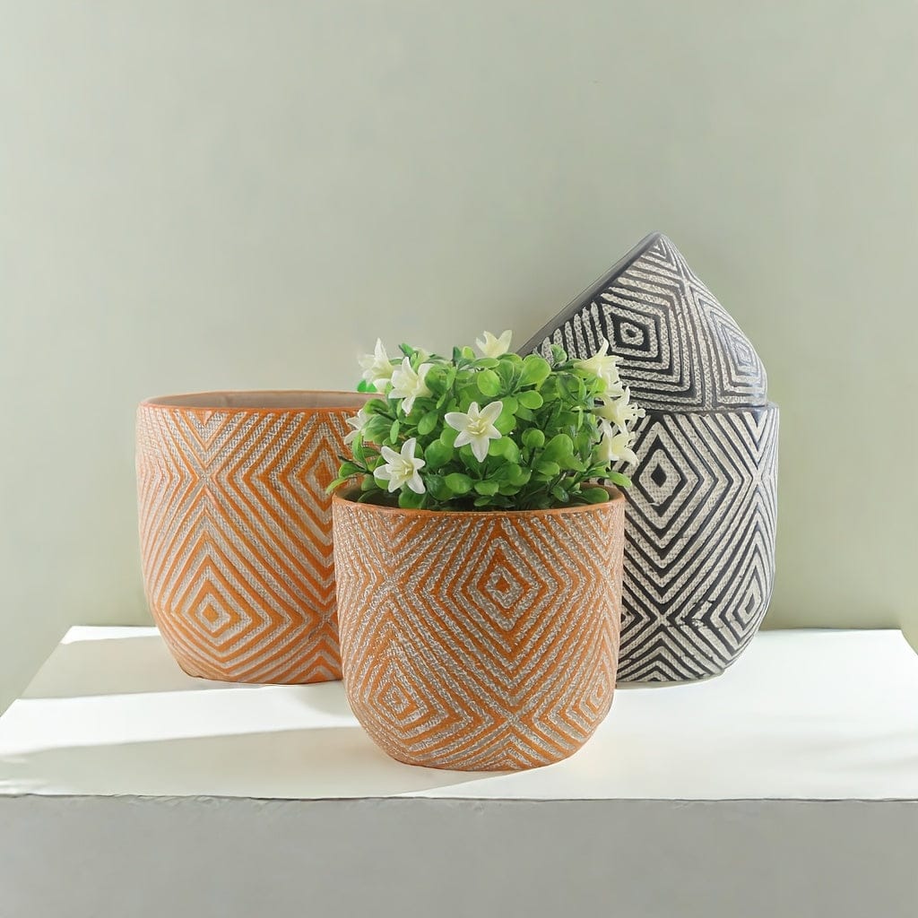 Cache pot céramique géométrie