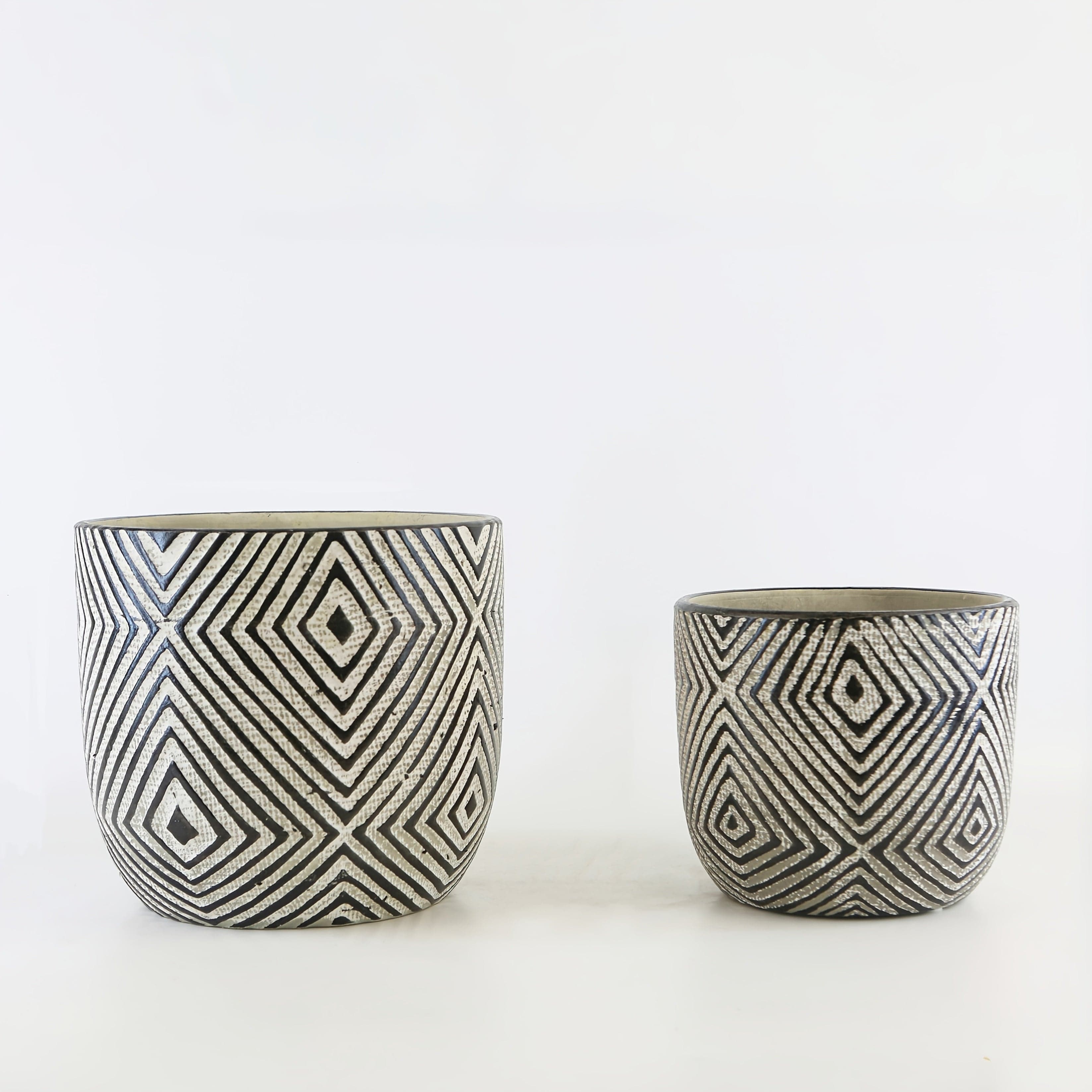 Cache pot céramique géométrie Noir