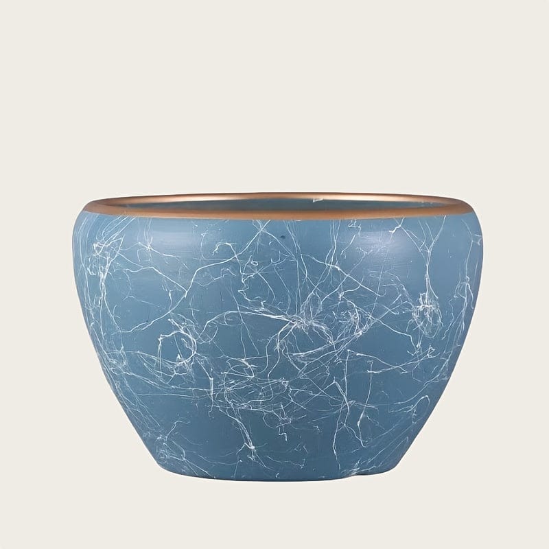 Cache pot céramique style marbre Bleu