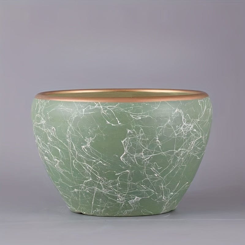 Cache pot céramique style marbre Vert