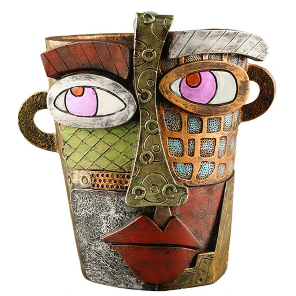 Cache pot céramique visage