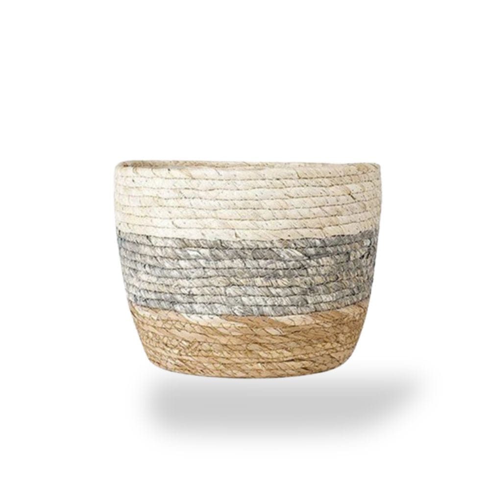 cache pot de fleur en osier