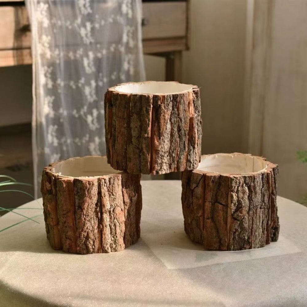Cache pot écorce bois