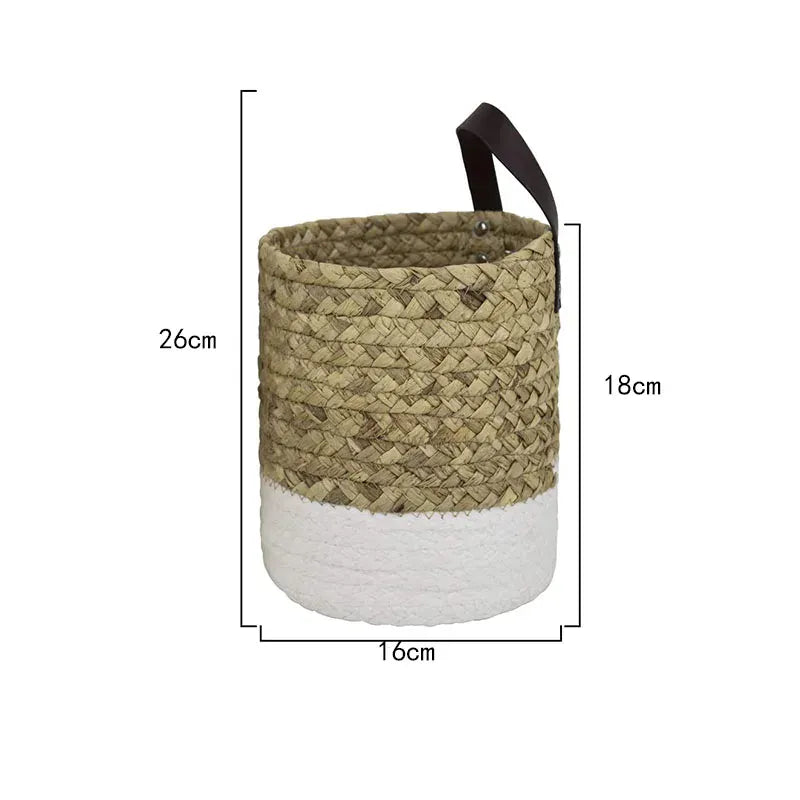 Cache pot en osier à accrocher Blanc L