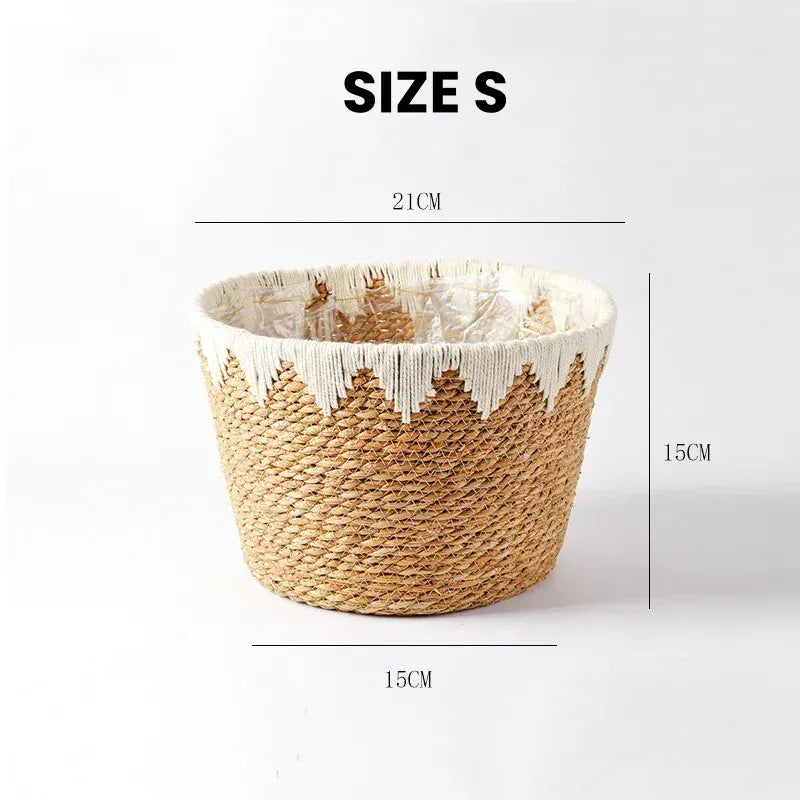 Cache pot en osier blanc 21x15cm