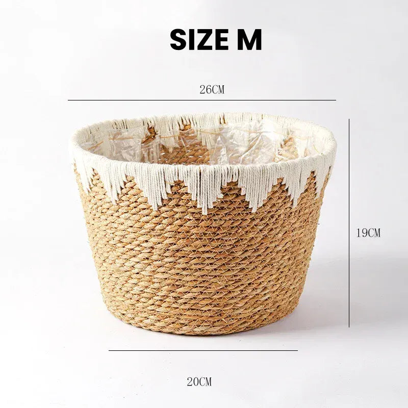 Cache pot en osier blanc 26x19cm