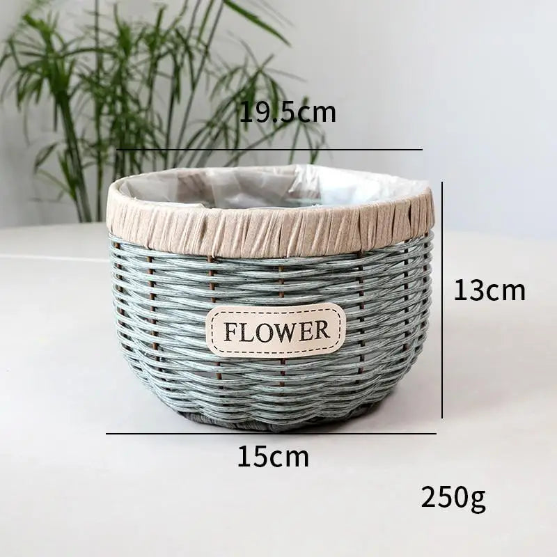 cache pot en osier créatif Bleu