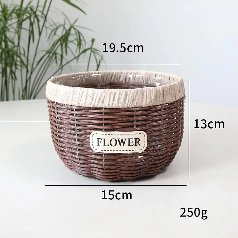 cache pot en osier créatif Brun