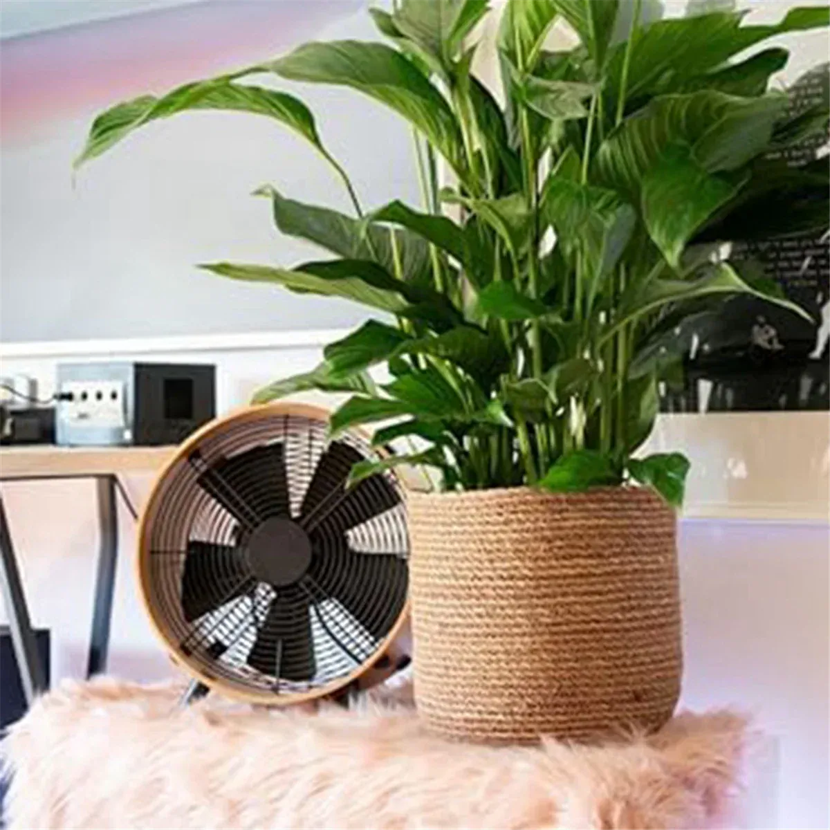 Cache pot en osier interieur