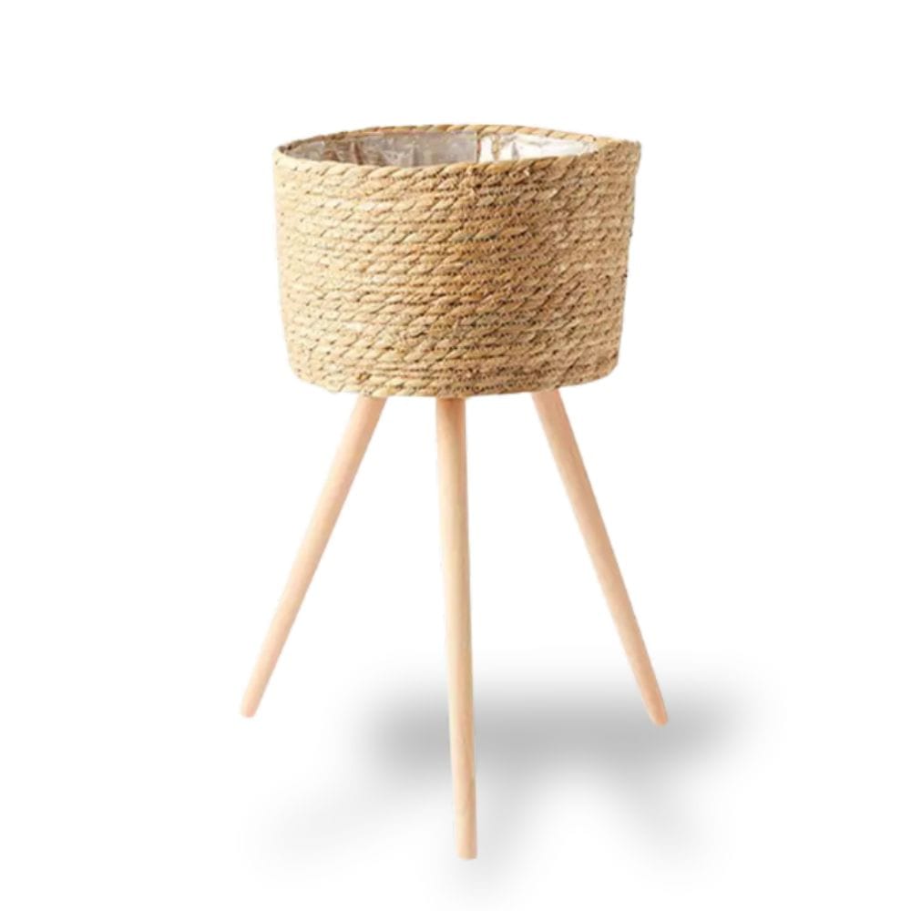 cache pot en osier sur pied