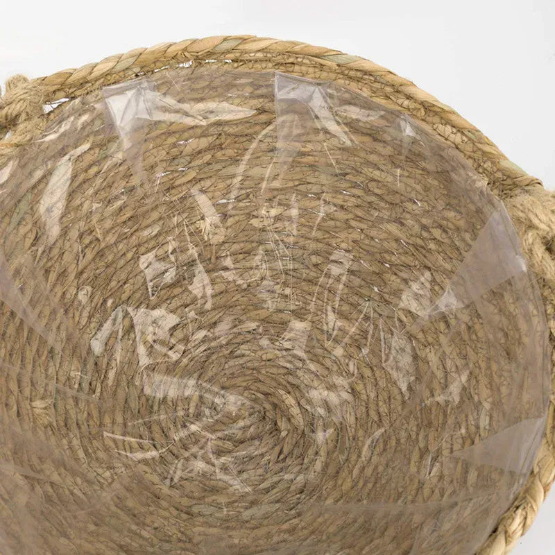 Cache pot en osier suspendu pour plante