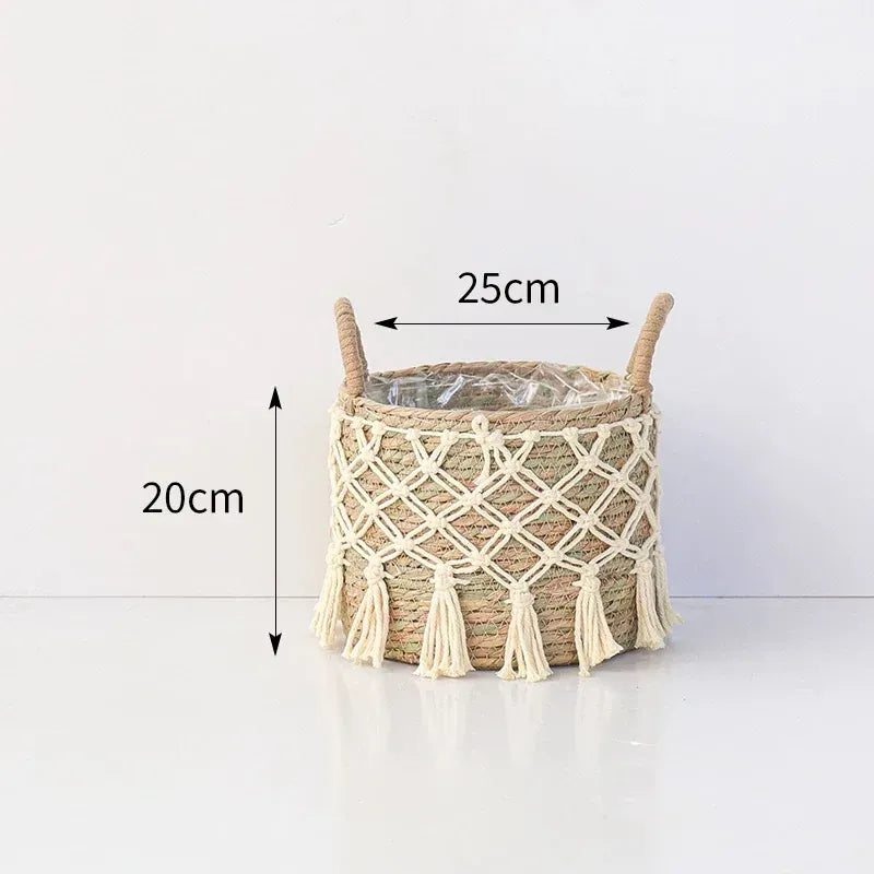 Cache pot en osier tresse Beige