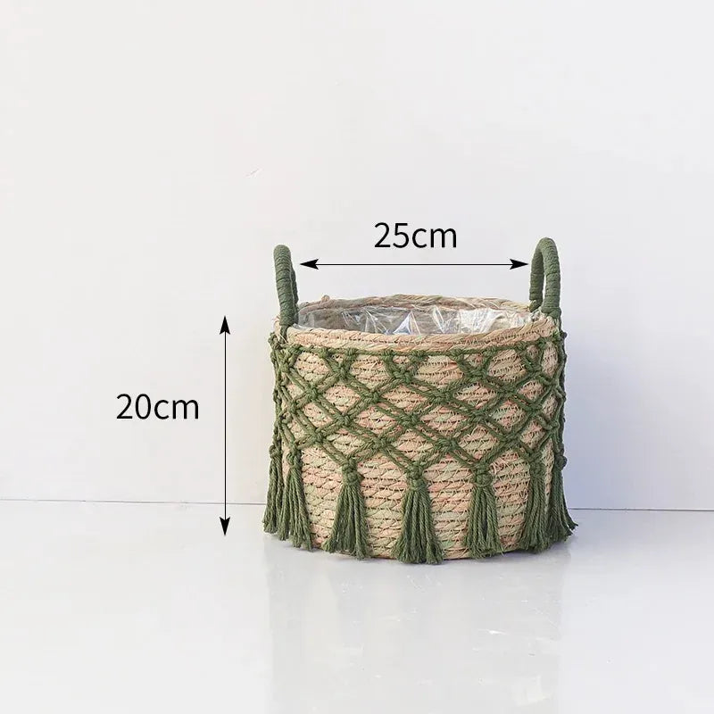 Cache pot en osier tresse Vert