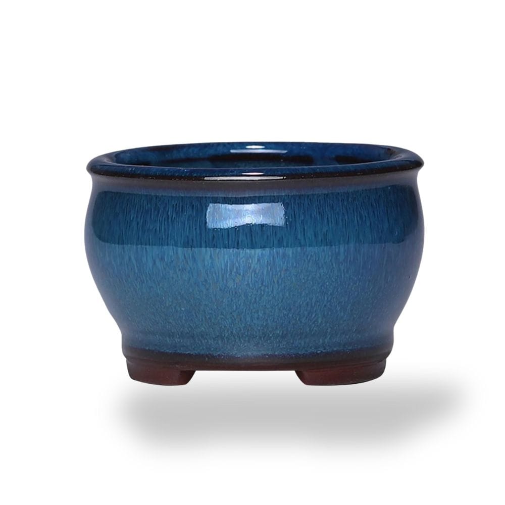 cache pot en terre cuite émaillée Bleu foncé
