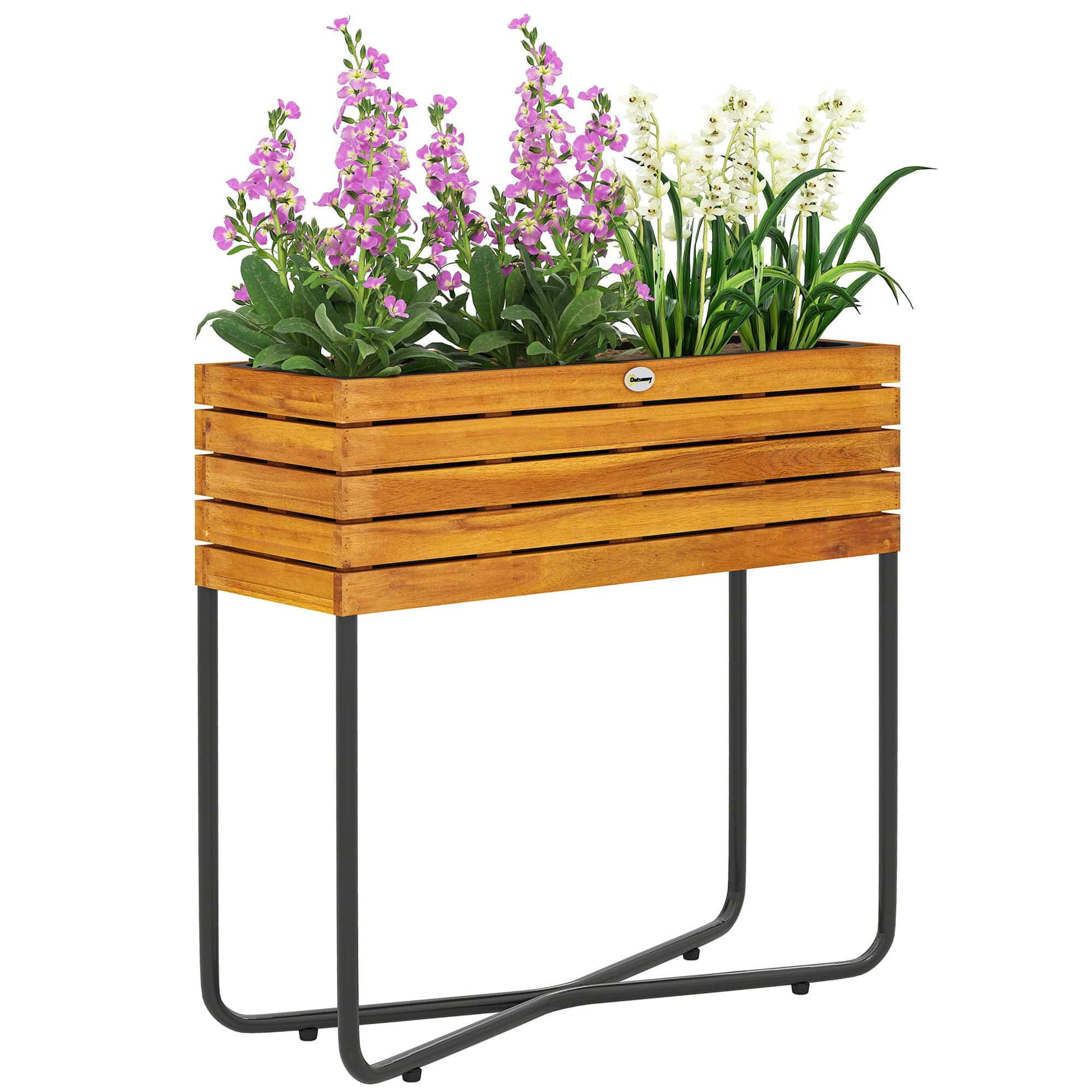 cache pot rectangulaire sur pied en bois
