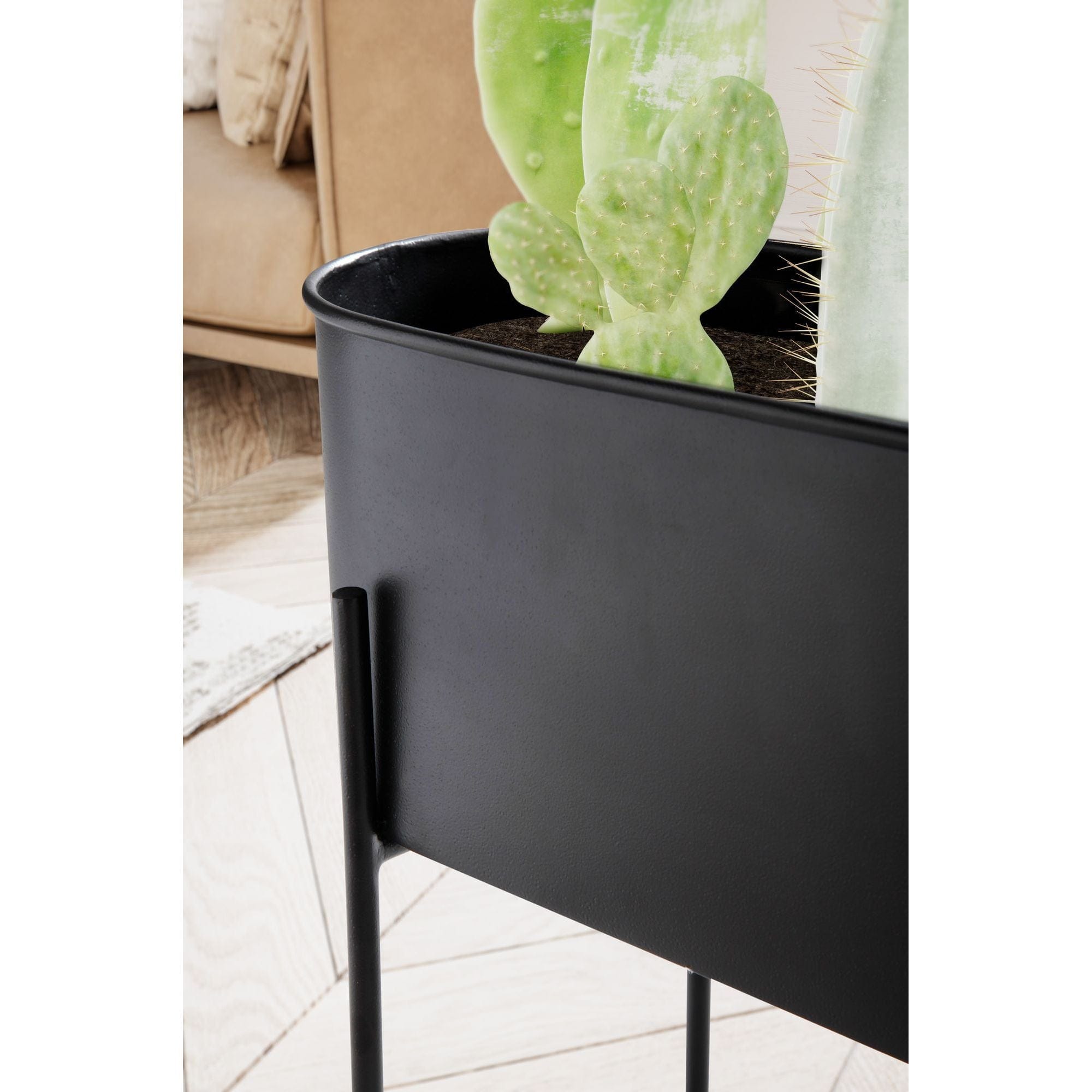 Cache pot rectangulaire sur pied Noir