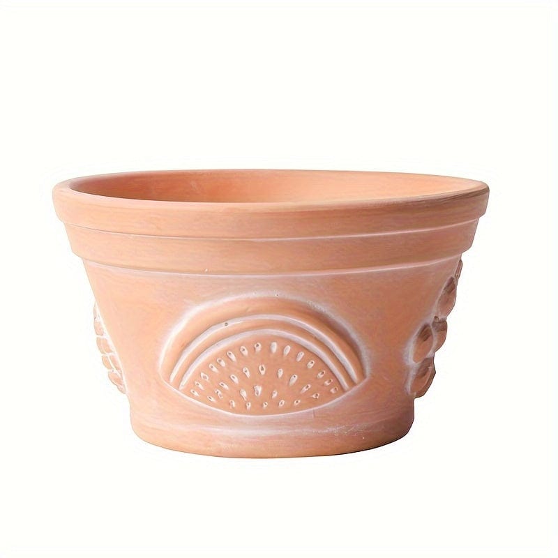 cache pot sculpture en terre cuite 1 / Pot