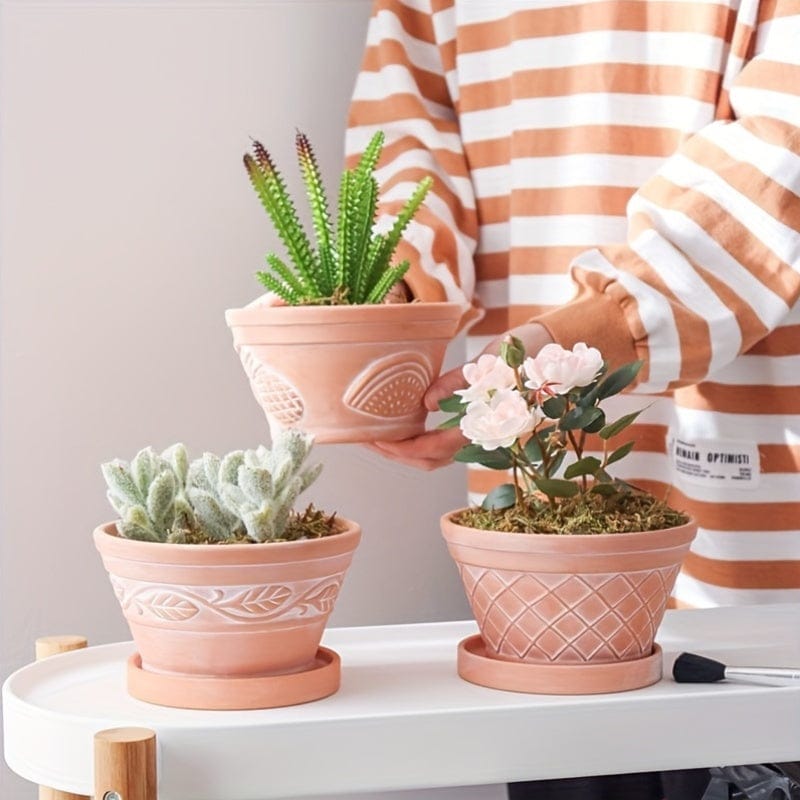 cache pot sculpture en terre cuite