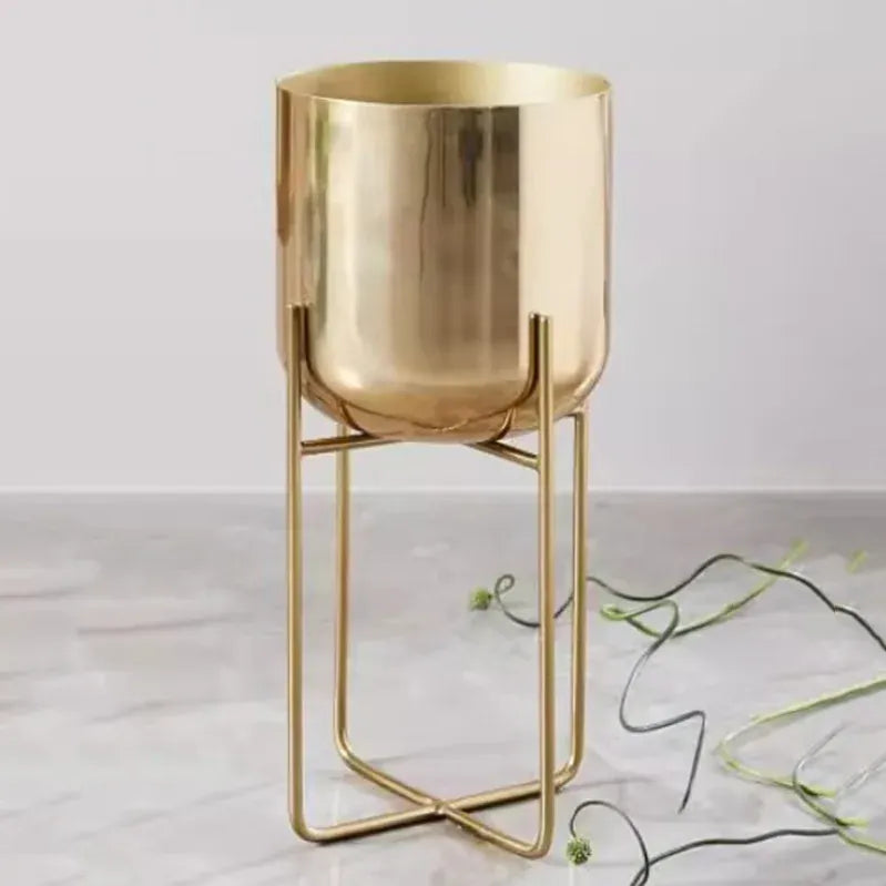cache-pot sur pied metal doré Petit