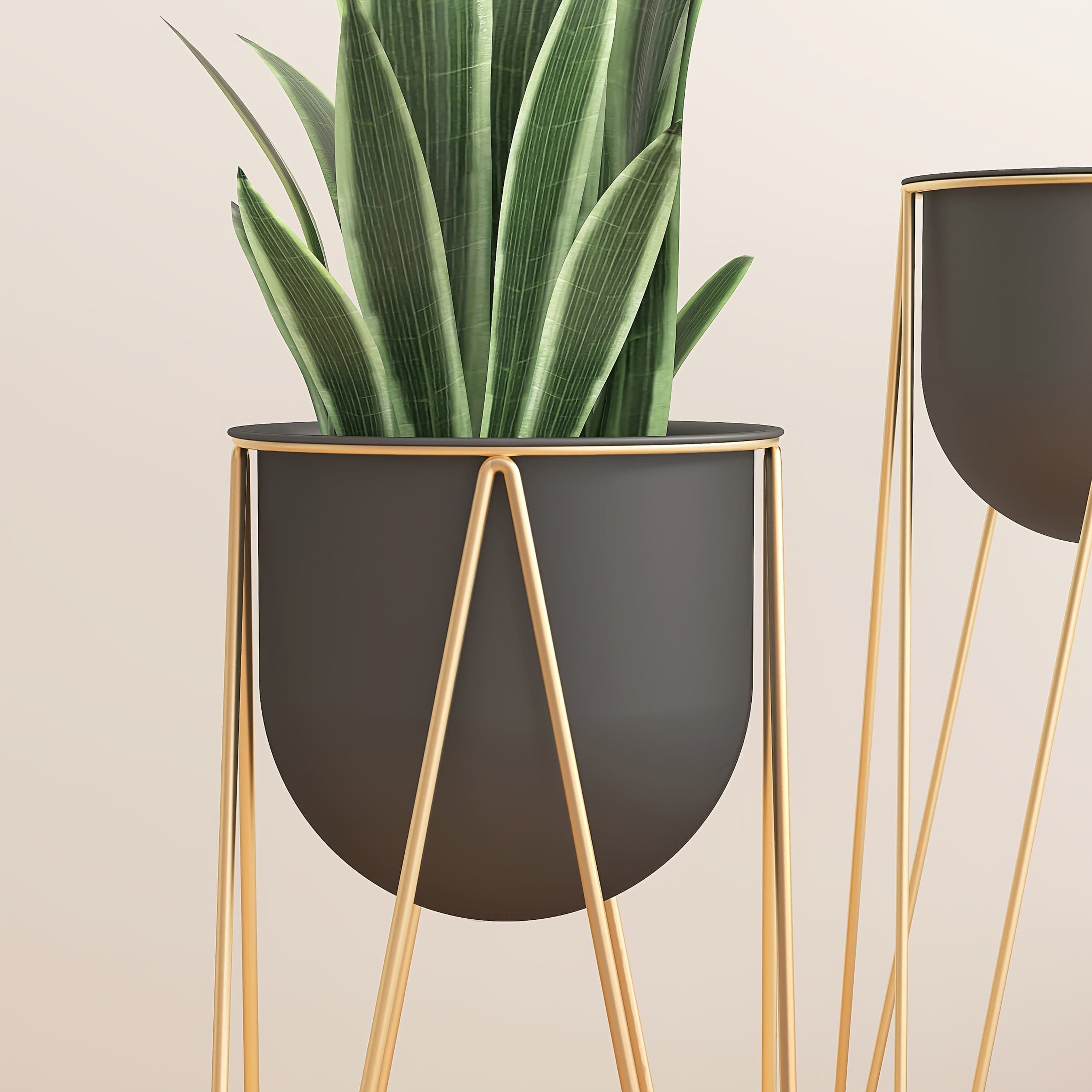 cache-pot sur pied noir haut