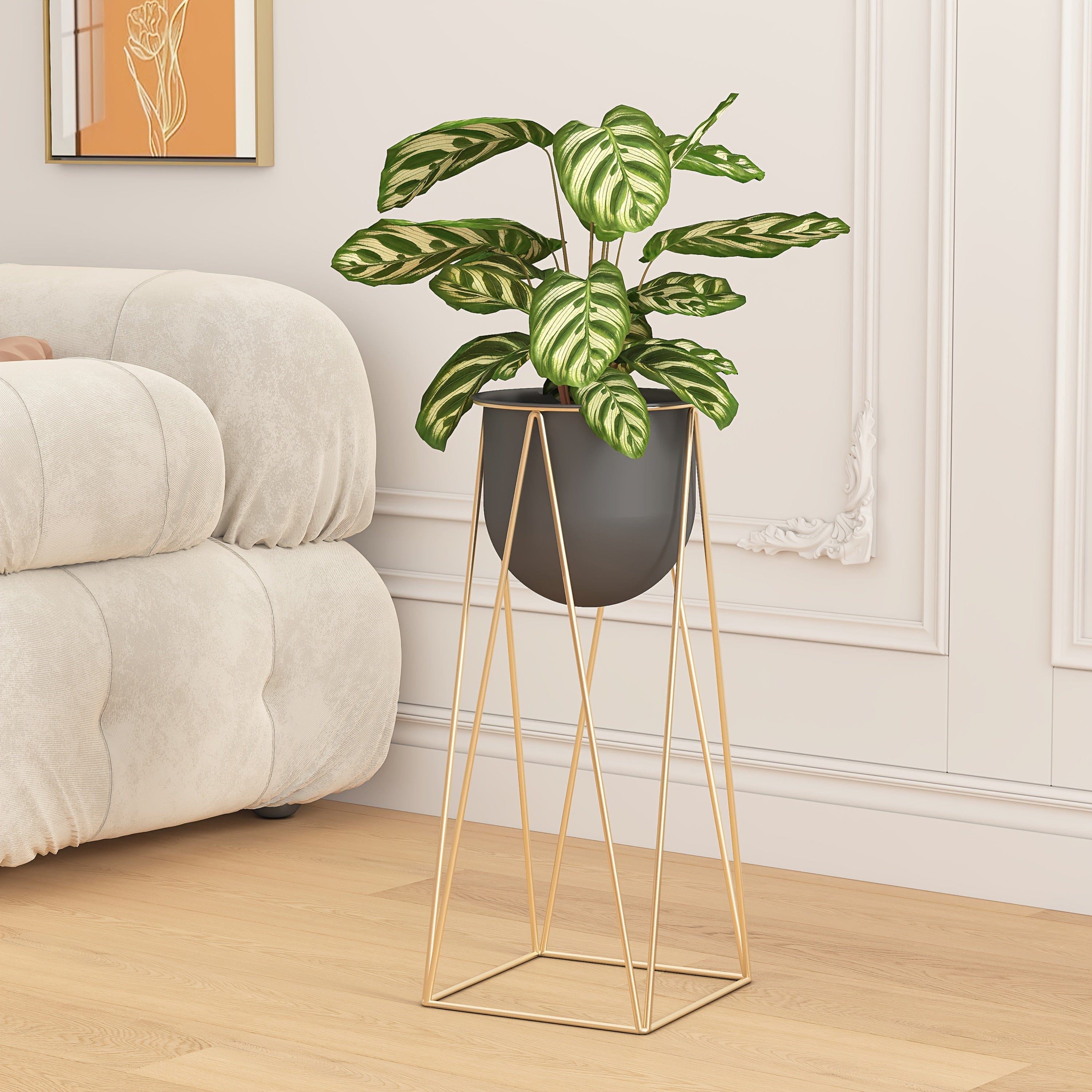 cache-pot sur pied noir haut