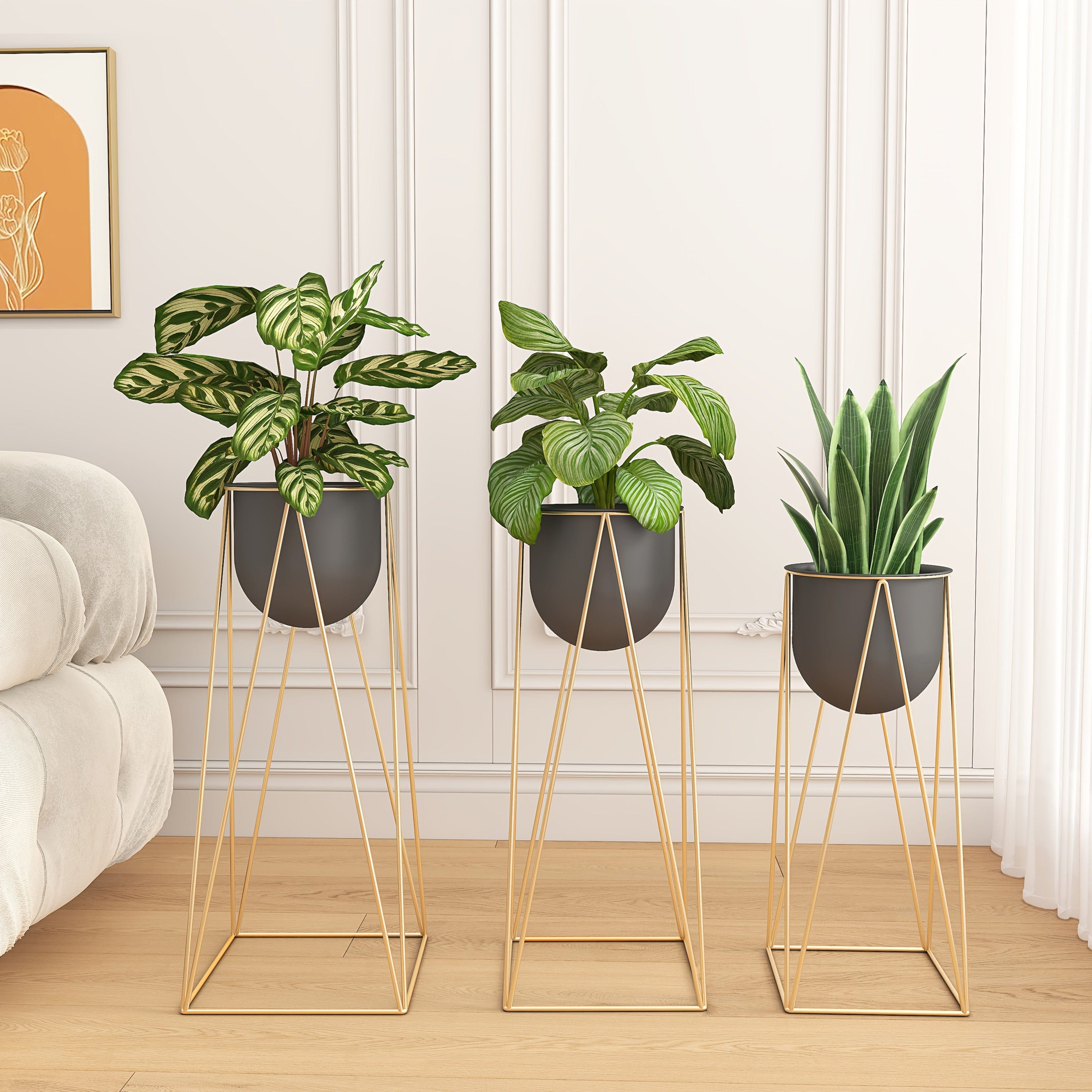 cache-pot sur pied noir haut