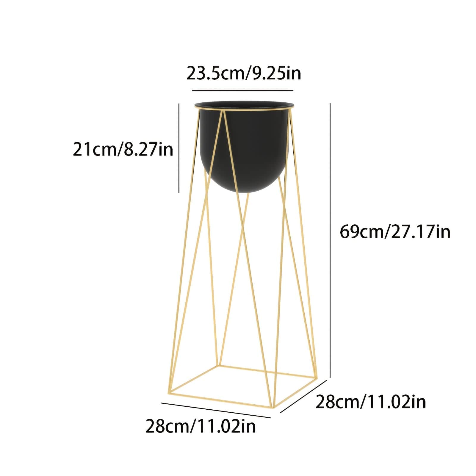 cache-pot sur pied noir haut Grand