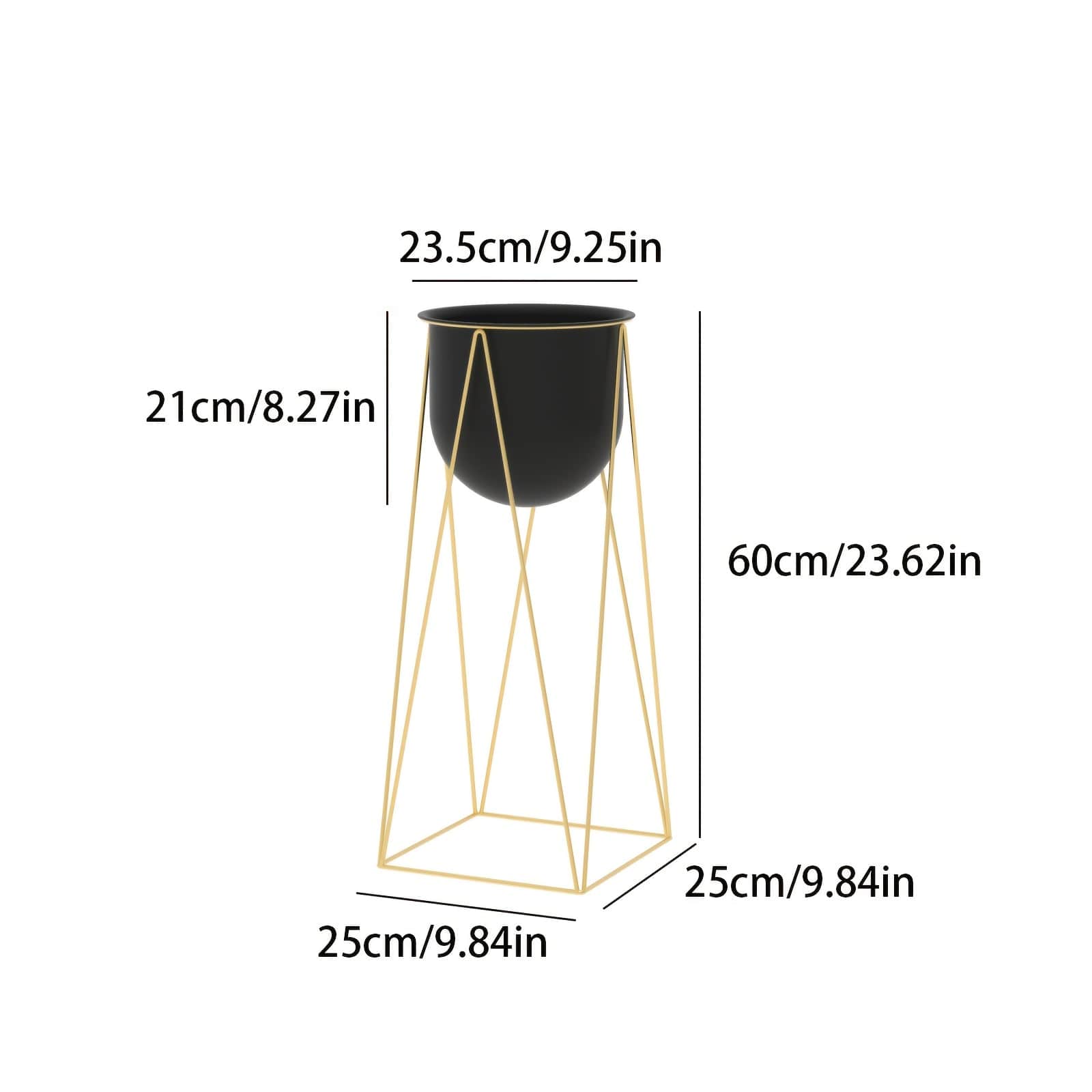 cache-pot sur pied noir haut Moyen