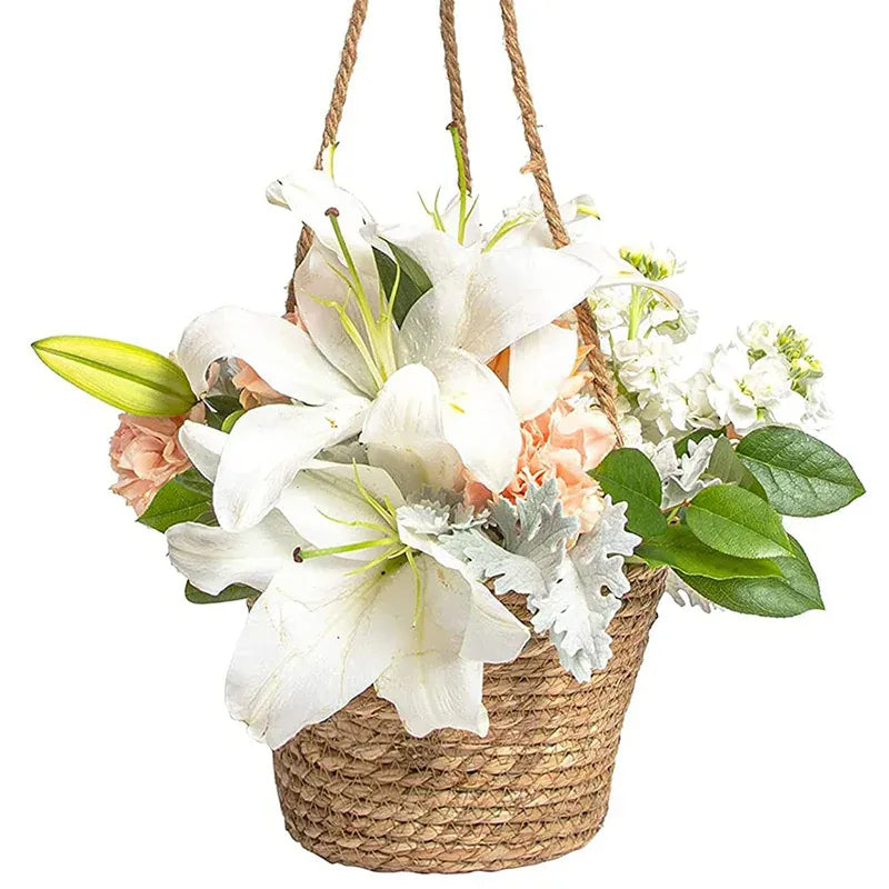 cache pot suspendu en osier