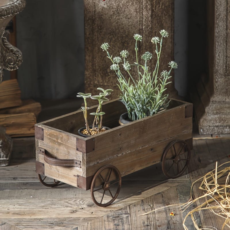 Cache pot vintage rectangulaire bois