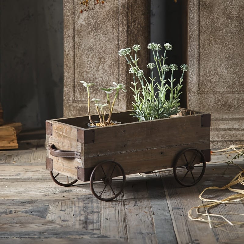 Cache pot vintage rectangulaire bois