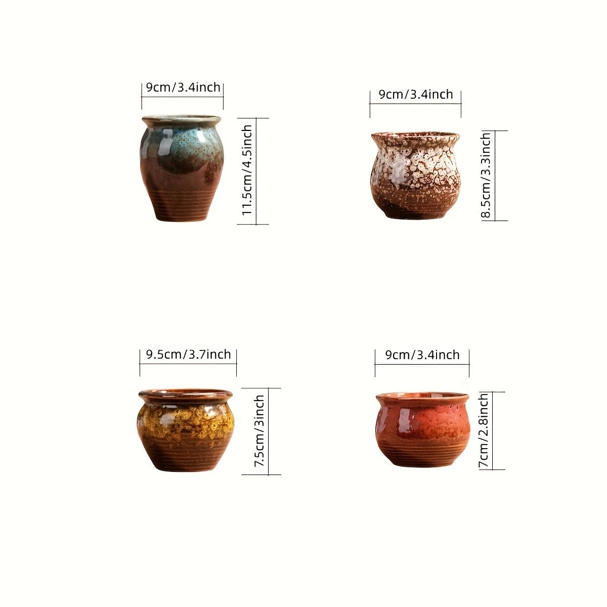 Cache pots céramique différentes formes 4 pots