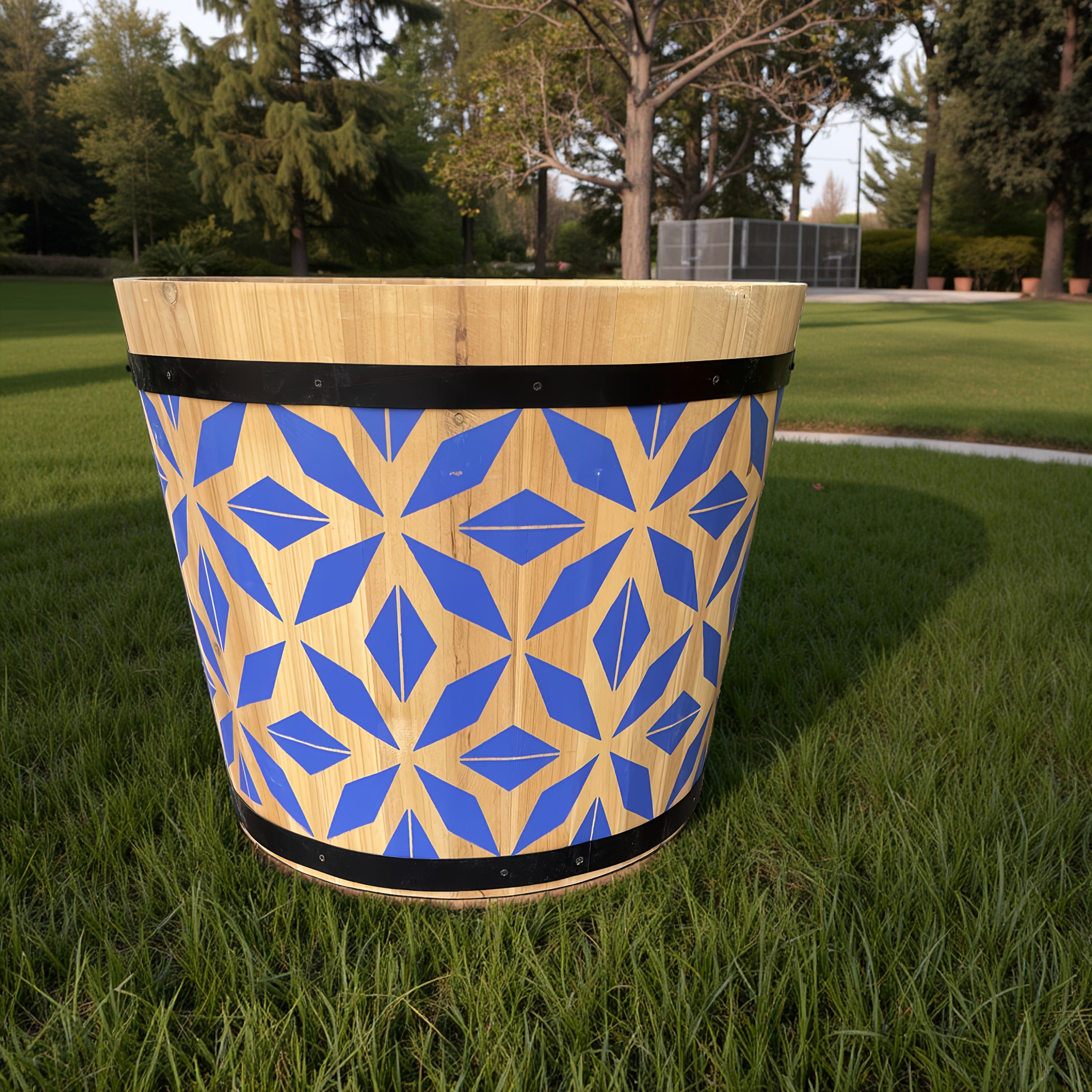 grand cache pot bois Bleu