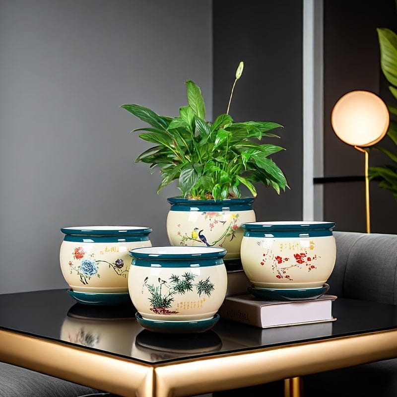 Grand cache pot céramique style japonais