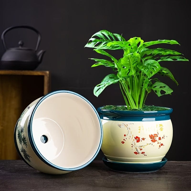 Grand cache pot céramique style japonais