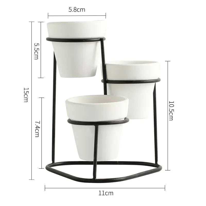 Petit cache pot céramique suspendu Blanc & Noir