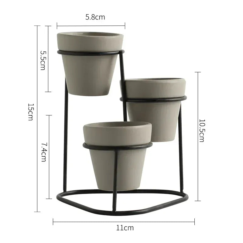 Petit cache pot céramique suspendu Gris & Npir