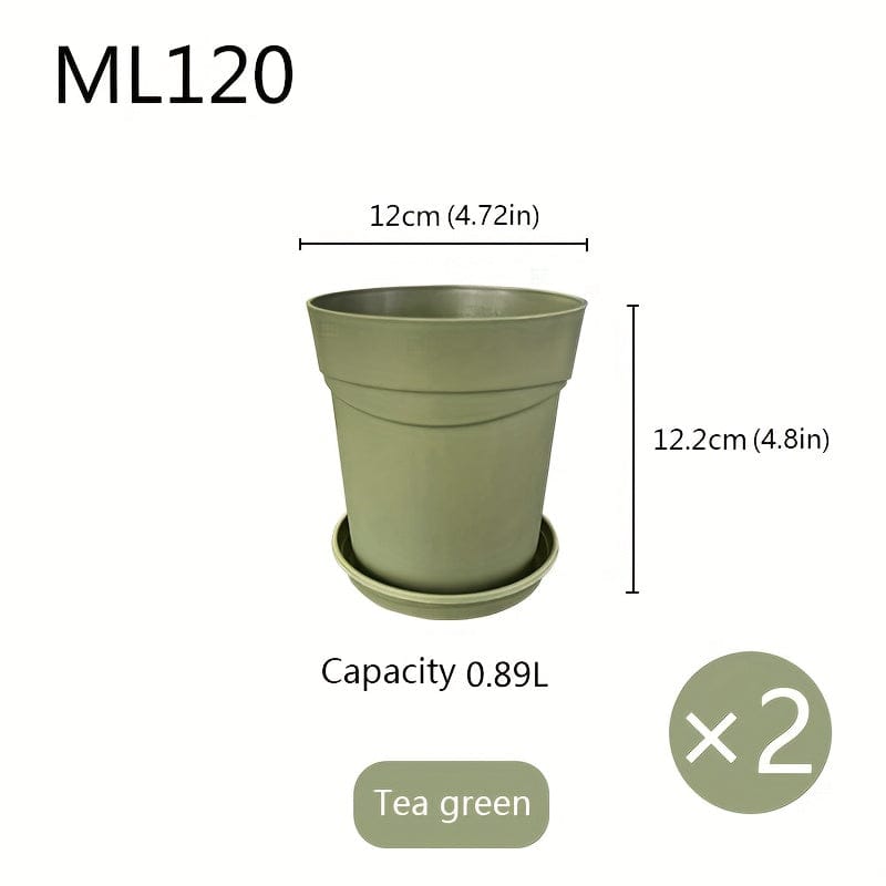 Pot en plastique pour plantes extérieur Vert thé / 12x12.2cm