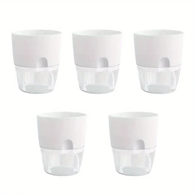 Pot en plastique transparent pour plantes 5 pots blanc